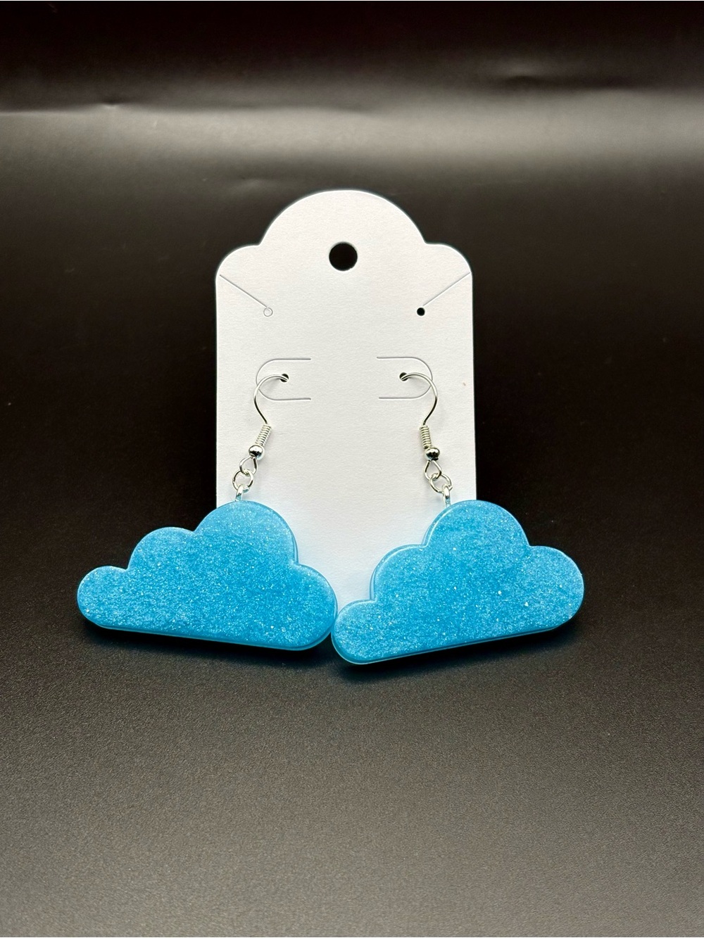 Blue Glitter Cloud Dangle Earrings